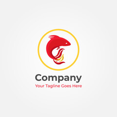 Logo Vector Graphic Design Red ornamental fish in a circle. This logo is suitable for fish and livestock businesses