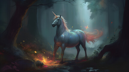 unicorn, realistic unicorn, mystical unicorn - Generative AI