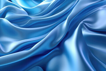 Fototapeta premium Levitating Cloth: Abstract Blue Silk Drapery Layers