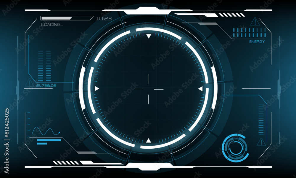 Poster hud sci-fi interface screen view design virtual reality futuristic technology display vector