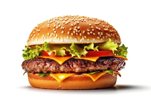 Cheeseburger or hamberger on a white background. fast food