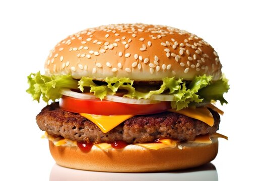 Cheeseburger or hamberger on a white background. fast food