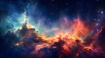 Universe filled with stars, nebula and galaxy. AI generated.
