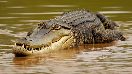 Obraz premium crocodile in the water generative ai