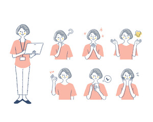 Naklejka premium 女性の表情 バリーエーションセット