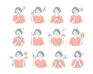 女性の表情　バリーエーションセット