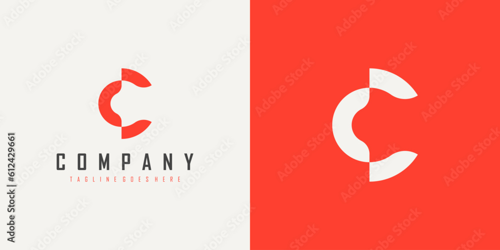 Poster simple initial letter c logo isolated on double background. usable for business and branding logos. 