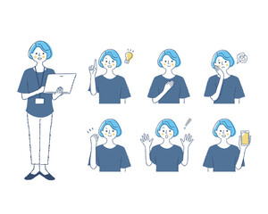 女性の表情　バリーエーションセット