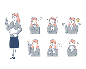 女性の表情　バリーエーションセット