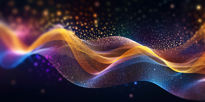 background with waves and glitter - generative AI, KI