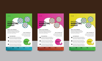 minimal business flyer design   template. Tree colour business flyer design  template. 