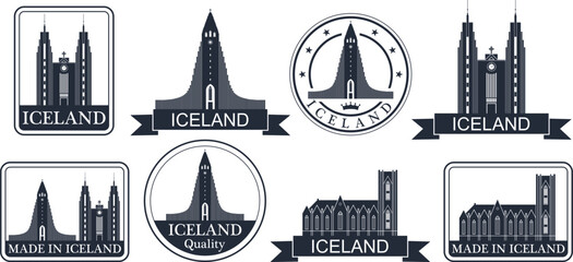 Iceland set. Isolated Iceland on white background - obrazy, fototapety, plakaty