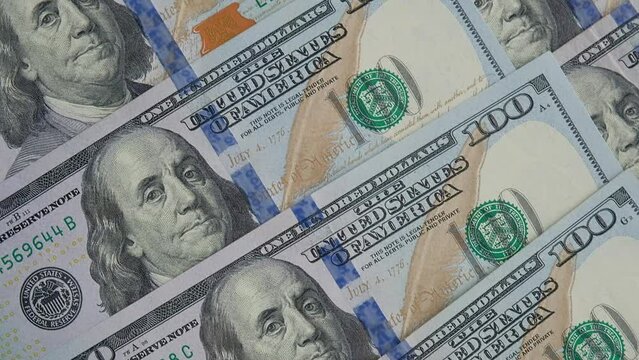 Money in american dollars, paper banknotes close-up.