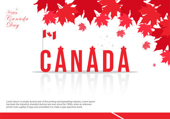 Happy Canada Day, National Day of Canada Celebration. Banner, Background With Maple Leaf.