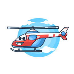 cute helicopter cartoon.vector illustration of air transportation on white backgroun