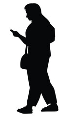 Woman silhouette vector on white background ,people in black and white, illustration for creative content.