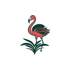 Black Flamingo logo icon isolated onwhite background