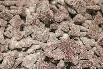 Lots of sweets and marmalade. Sweets close-up
