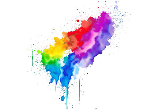 Watercolor rainbow illustration of lgbt right. Abstract LGBT rainbow watercolor. Cut out on white background. Generative AI