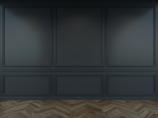classic black  wall  interior design, 3d rendering