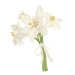 Obraz na płótnie Canvas White lily floral bouquet wedding