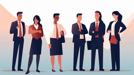 Business team ready to work. Business  illustration template, Generative AI