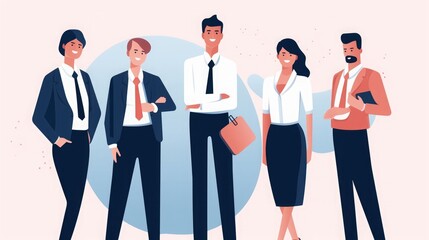Fototapeta premium Business team ready to work. Business illustration template, Generative AI