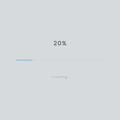 Rainbow 20 pecent loading sign vector illustration on grey background. Light blue loading bar in progress symbol, icon, banner. Used for updating and upgrade concept