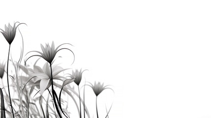 Monochrome floral background with a space for text. Generative AI.