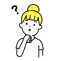 かわいい人物のイラストシリーズ _ カジュアルな服装の女性_ 疑問