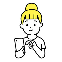 かわいい人物のイラストシリーズ _ カジュアルな服装の女性_ 操作