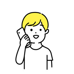 かわいい人物のイラストシリーズ _ カジュアルな服装の男性_ コミュニケーション