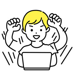 かわいい人物のイラストシリーズ _ カジュアルな服装の男性_ 捗る