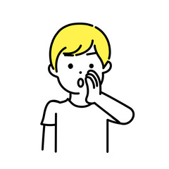 かわいい人物のイラストシリーズ _ カジュアルな服装の男性_ 内緒話