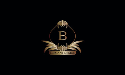 Letter B emblem calligraphic monogram template. Luxury elegant logo design. Vector illustration for projects for cafes, hotels, heraldry, restaurants, boutiques