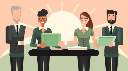 Obraz premium Service. Experts team on a tray. Concept illustration, Generative AI