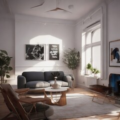 modern living room illuminated with natural light