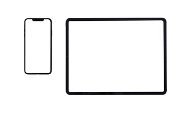 New smartphone and tablet isolate on white background