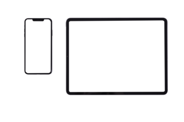 New smartphone and tablet isolate on white background
