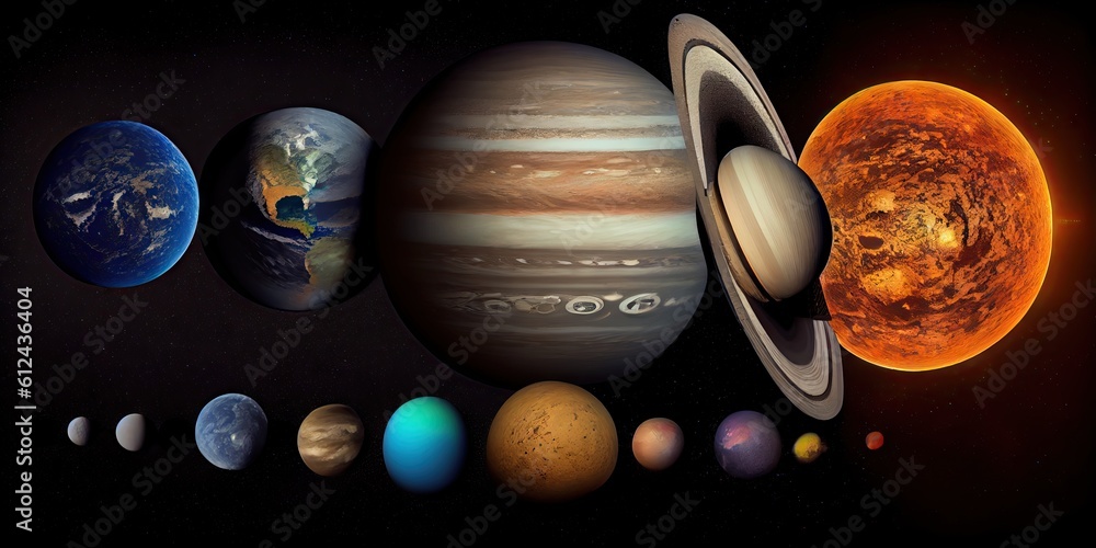 Poster tilt shift view of the solar system cosmic beautiful miniature. generative ai aig15.
