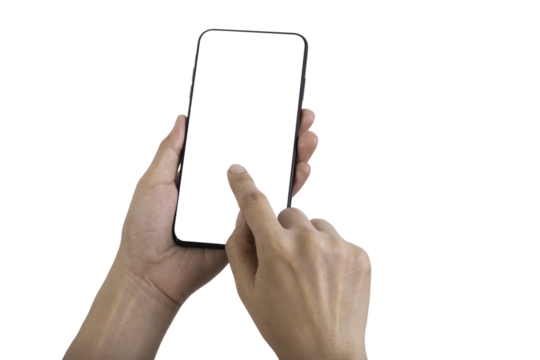 Finger of girl touch on screen smartphone to use somethings