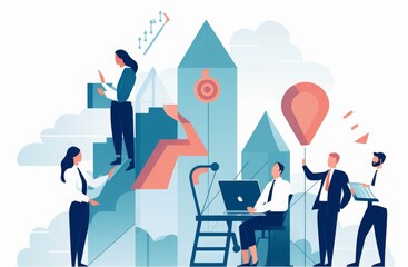 Obraz premium Strategy. Teamwork. Growth. Business illustration, Generative AI