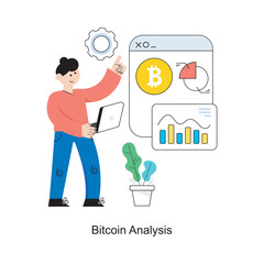 Bitcoin Analysis Flat Style Design Vector illustration. Stock illustration