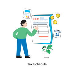 Tax Schedule Flat Style Design Vector illustration. Stock illustration