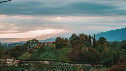 Scenic landscape in Asolo, vineyards, Italy