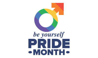 LGBT Pride Month in June. Lesbian Gay Bisexual Transgender. Celebrated annual. LGBT flag. Rainbow love concept. Human rights and tolerance. Poster, card, banner and background. Vector ilustration