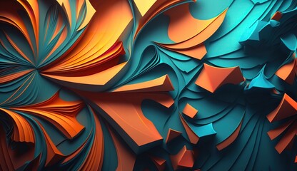 Futuristic abstract 3D wallpaper. vivid 3D wallpaper. Generative Ai.