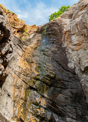 Sunny view of the Post Oak Waterfall landscape of Wichita Mountains