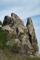 Aerial view of cliff surrounded by trees
