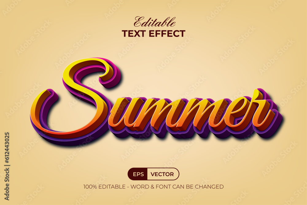 Poster summer text effect style. editable text effect.